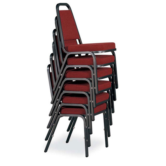 SO19 Upholstered Stack Chair with Crown Seat and Metal Frame